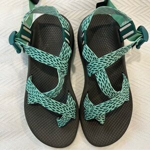 Teal and Black Strappy Sandals